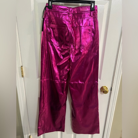 🔵 Metallic Faux Leather Wide Leg Pants BLANK NYC NWT sz 26 - Picture 11 of 14